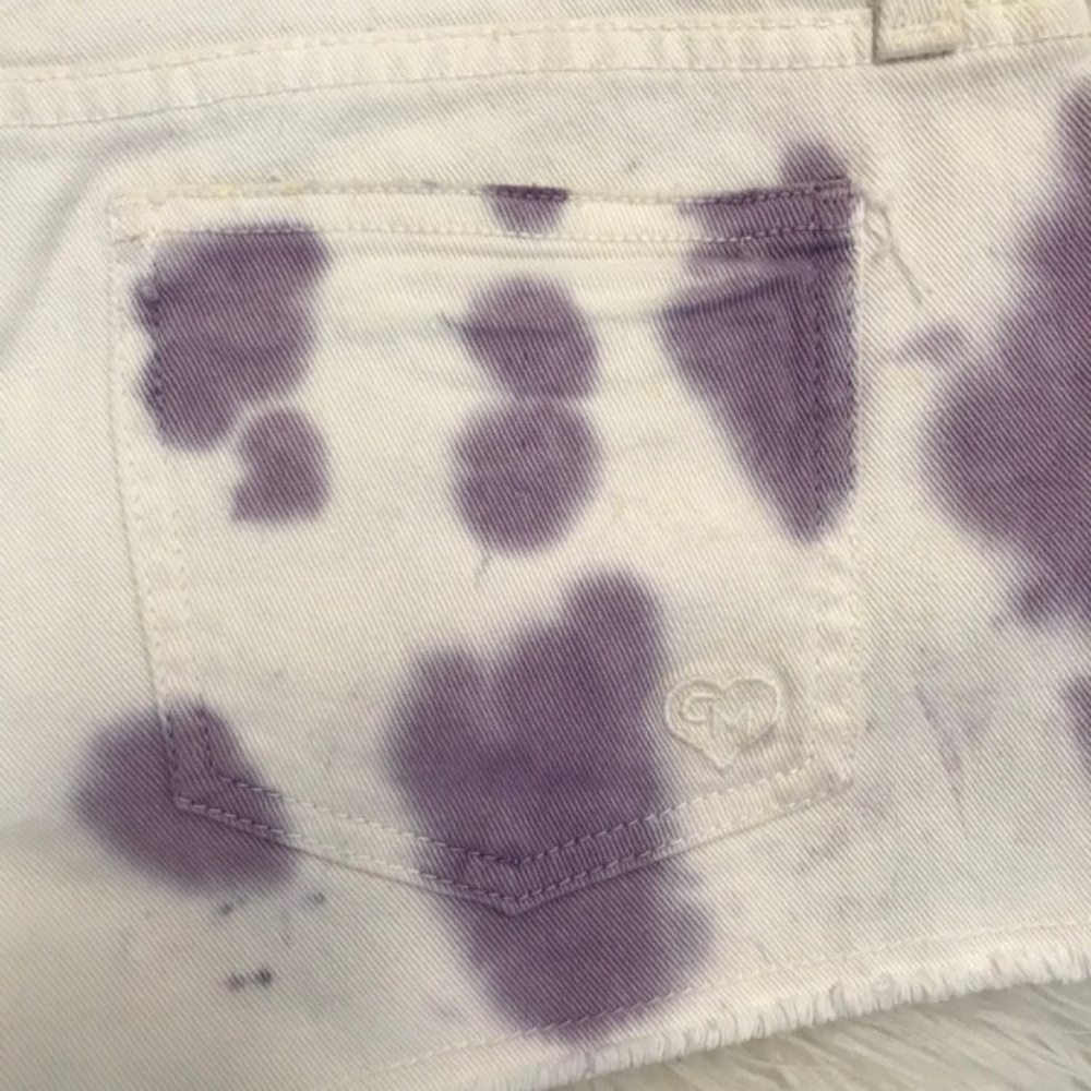LF Carmar White Purple Tie Dye Cut Off Denim Shorts - New With Tags NWT - Picture 6 of 8